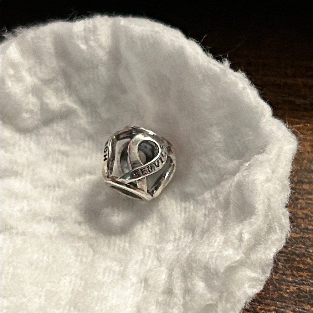 Silver Service Ribbon Charm